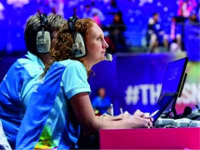 Uni staff member volunteering at the Netball World Cup