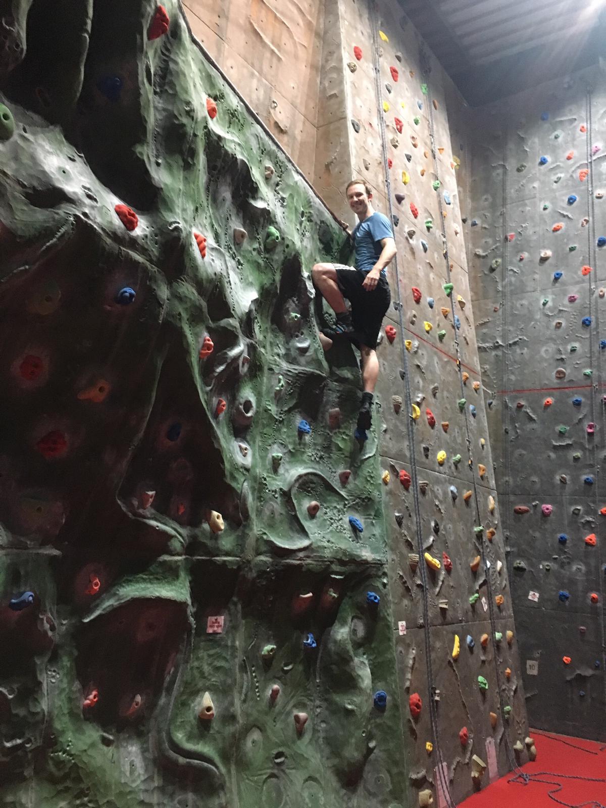 Jack on climbing wall edge