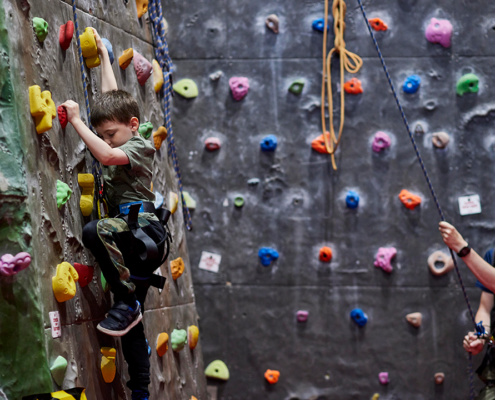 Child on climbing wall