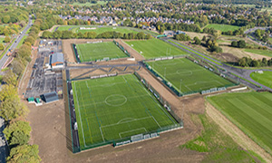 Bodington Football Hub pitches, drone view