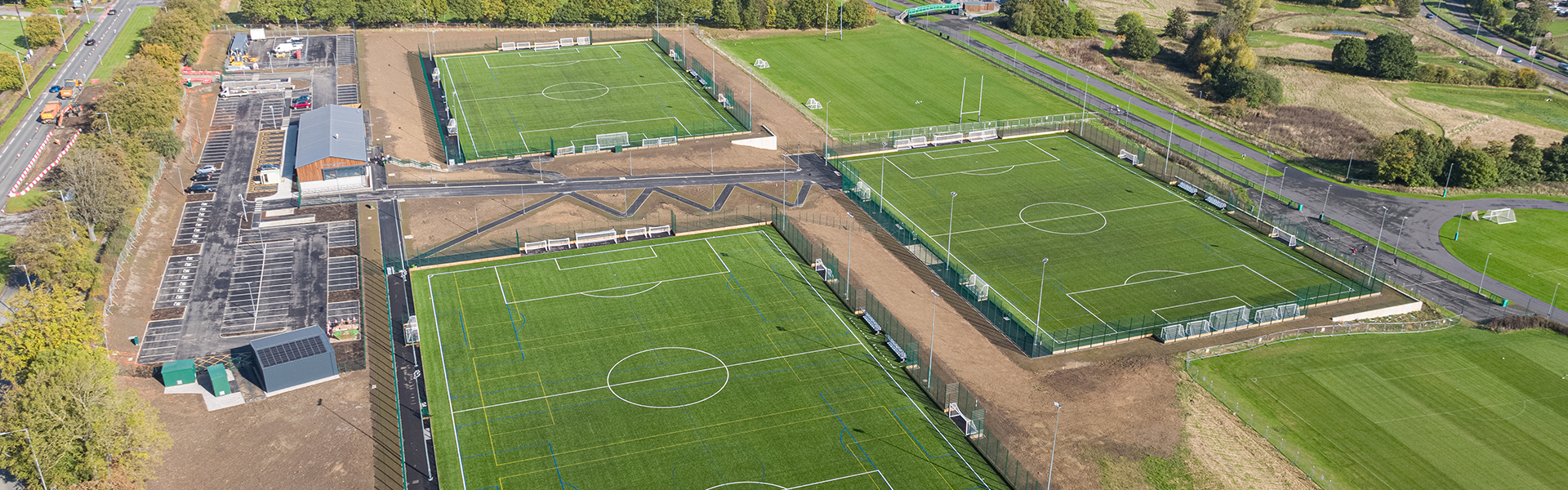 Bodington Football Hub pitches - drone view