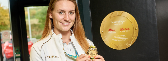 Jess Fullagar with Golden Gateway plaque
