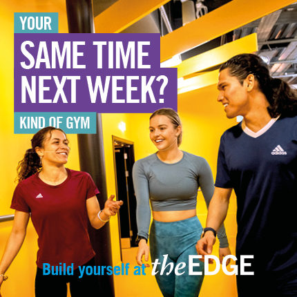 Your same time next week kind of gym - three people smiling at each other at the gym
