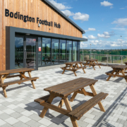 Close up of the pavilion of Bodington Football Hub