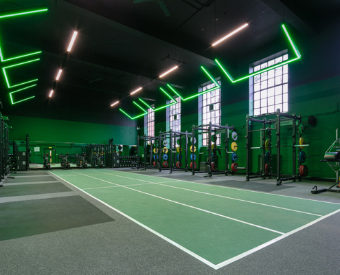 Strength and conditioning room at gryphon performance hub