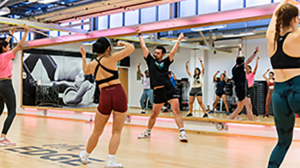Students in an exercise class