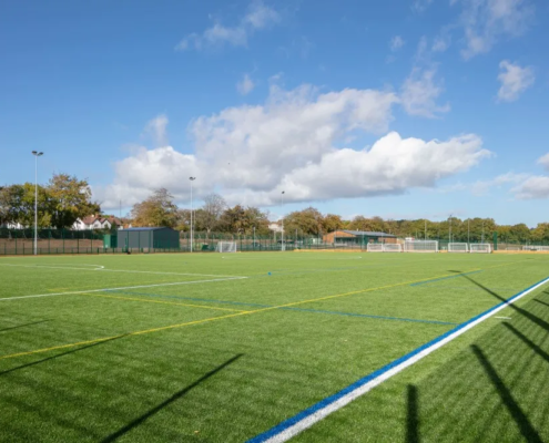 Drone shot of Bodington Football Hub pitch