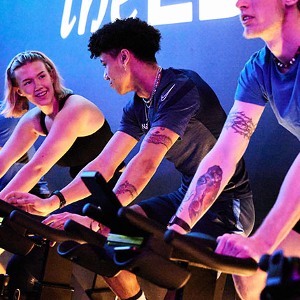 Students in a spin class